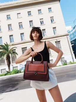 Lililo - Maroon Headliner Handbag with Detachable Strap