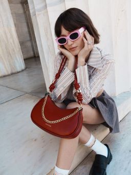 Lililo - Maroon Tied Down Shoulder Bag