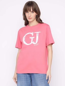 Guess - Womens Pink Crew Neck Short Sleeves T-Shirt