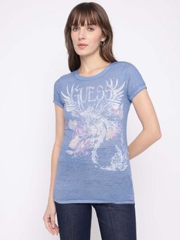 Guess - Womens Blue Short Sleeves T-Shirt