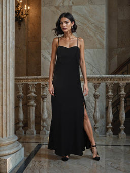 Fawn 24 - Black Trapeze Maxi Dress