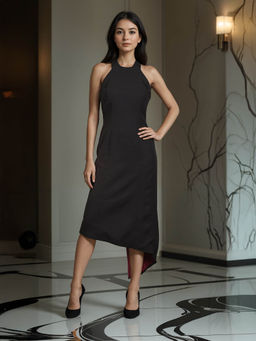 Fawn 24 - Black Backless Midi Dress