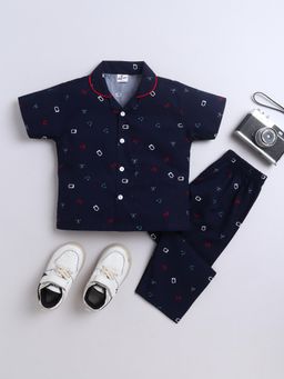 The Magic Wand - Navy Blue Printed Shirt and Pyjama