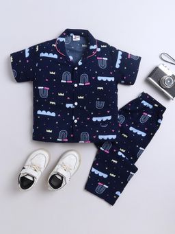The Magic Wand - Navy Blue Printed Shirt and Pyjama