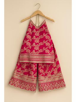 Tiny Pants - Maroon Floral Kurta and Palazzo