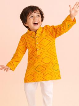 Tiny Pants - Yellow Printed Kurta and Pyjama