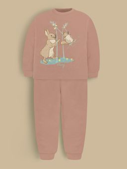 CHERRY CRUMBLE BY NITT HYMAN - Peach Solid T-shirt and Joggers