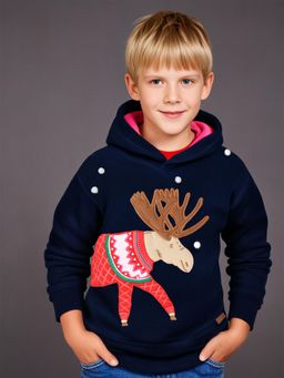 CHERRY CRUMBLE BY NITT HYMAN - Navy Blue Embroidered Hoodie