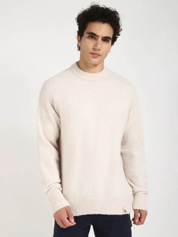 Calvin Klein - Woven Relaxed Fit Polyester Sweater-Off White