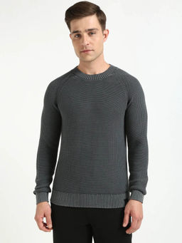 Calvin Klein - Woven Relaxed Fit Cotton Sweater-Grey
