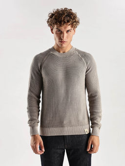 Calvin Klein - Woven Relaxed Fit Cotton Sweater-Grey