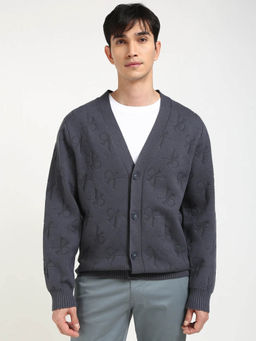 Calvin Klein - Logo Relaxed Fit Modal Cardigan-Grey