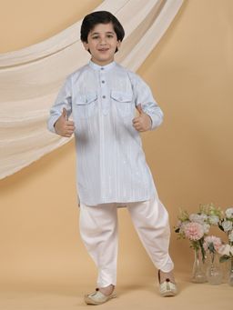 Superminis - Blue Boys Ethnic Cotton Pathani Kurta with Dhoti