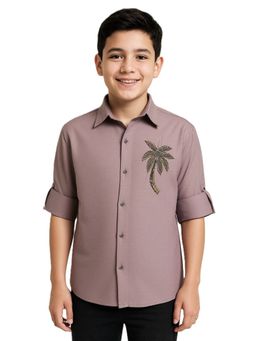CHARCHIT - Mauve Boys Full Sleeves Sequined Shirt