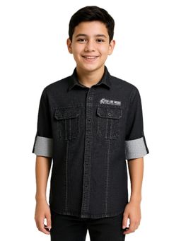 CAVIO - Black Boys Full Sleeves Denim Shirt