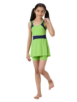 Black Panther - Green Girls Frock Style Swimsuit