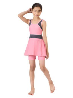 Black Panther - Pink Girls Frock Style Swimsuit
