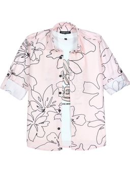 CHARCHIT - Pink Boys Full Sleeves All-Over Floral Printed Shirt with T-Shirt