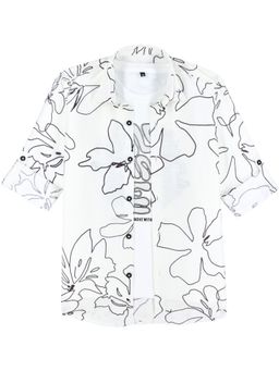 CHARCHIT - White Boys Full Sleeves All-Over Floral Printed Shirt with T-Shirt