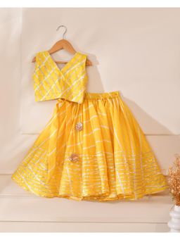 Little Panda - Girl's Yellow Festive Lehenga with Choli