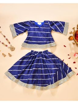 Little Panda - Girl's Blue Festive Lehenga with Choli