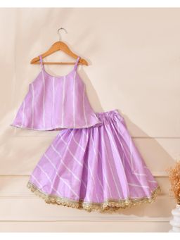 Little Panda - Girl's Lavender Stripe Lehenga with Choli