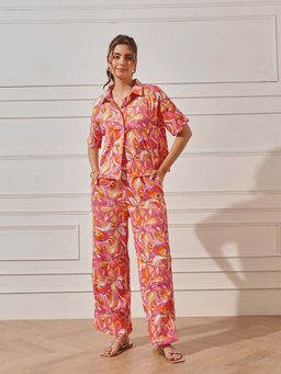 STREET 9 - Women Pink Crepe Floral Co-Ord Set