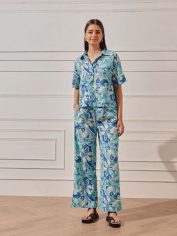 STREET 9 - Women Blue Crepe Floral Co-Ord Set