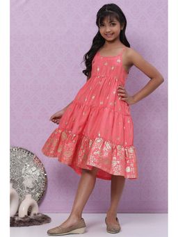 Biba - Girls Peach Printed Kurta
