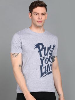 Urbano Fashion - Men Grey Printed Slim Fit Cotton T-Shirt