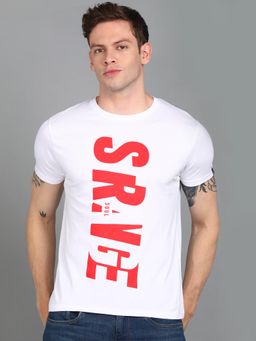 Urbano Fashion - Men White Printed Slim Fit Cotton T-Shirt