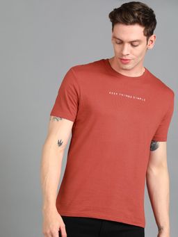 Urbano Fashion - Men Rust Slim Fit Cotton T-Shirt