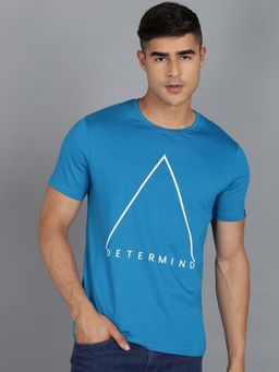 Urbano Fashion - Men Blue Printed Slim Fit Cotton T-Shirt