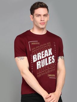 Urbano Fashion - Men Maroon Printed Slim Fit Cotton T-Shirt