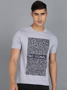 Urbano Fashion - Men Grey Printed Slim Fit Cotton T-Shirt