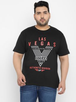 Urbano Plus - Men Black Printed Regular Fit Cotton T-Shirt
