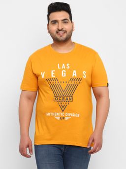 Urbano Plus - Men Yellow Printed Regular Fit Cotton T-Shirt
