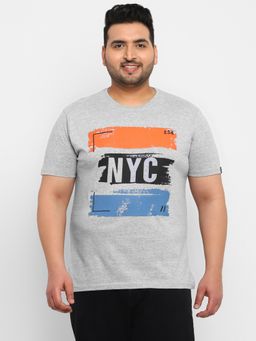 Urbano Plus - Men Grey Printed Regular Fit Cotton T-Shirt