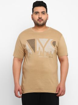 Urbano Plus - Men Brown Printed Regular Fit Cotton T-Shirt