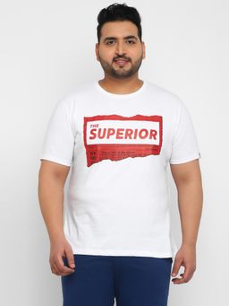 Urbano Plus - Men White Printed Regular Fit Cotton T-Shirt