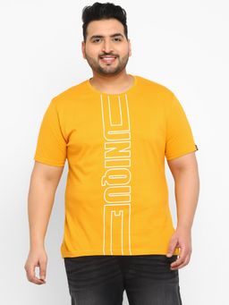 Urbano Plus - Men Yellow Printed Regular Fit Cotton T-Shirt