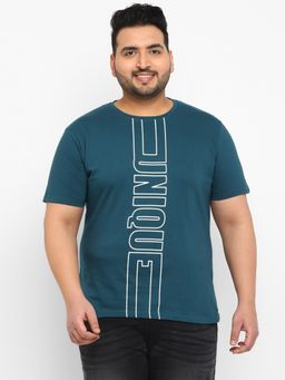 Urbano Plus - Men Blue Printed Regular Fit Cotton T-Shirt