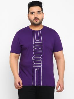 Urbano Plus - Men Purple Printed Regular Fit Cotton T-Shirt
