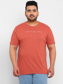 Urbano Plus - Men Coral Regular Fit Cotton T-Shirt