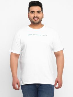 Urbano Plus - Men White Regular Fit Cotton T-Shirt