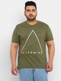 Urbano Plus - Men Green Printed Regular Fit Cotton T-Shirt