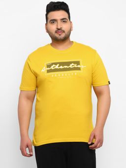 Urbano Plus - Men Yellow Printed Regular Fit Cotton T-Shirt