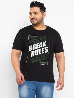 Urbano Plus - Men Black Printed Regular Fit Cotton T-Shirt