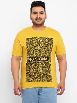 Urbano Plus - Men Yellow Printed Regular Fit Cotton T-Shirt