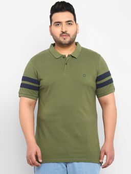 Urbano Plus - Men Olive Regular Fit Cotton Polo T-Shirt